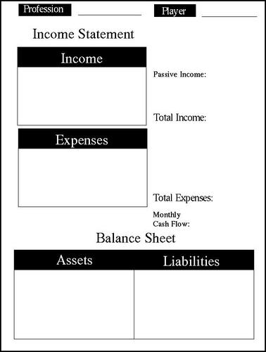 cashflow 101 game sheet pdf